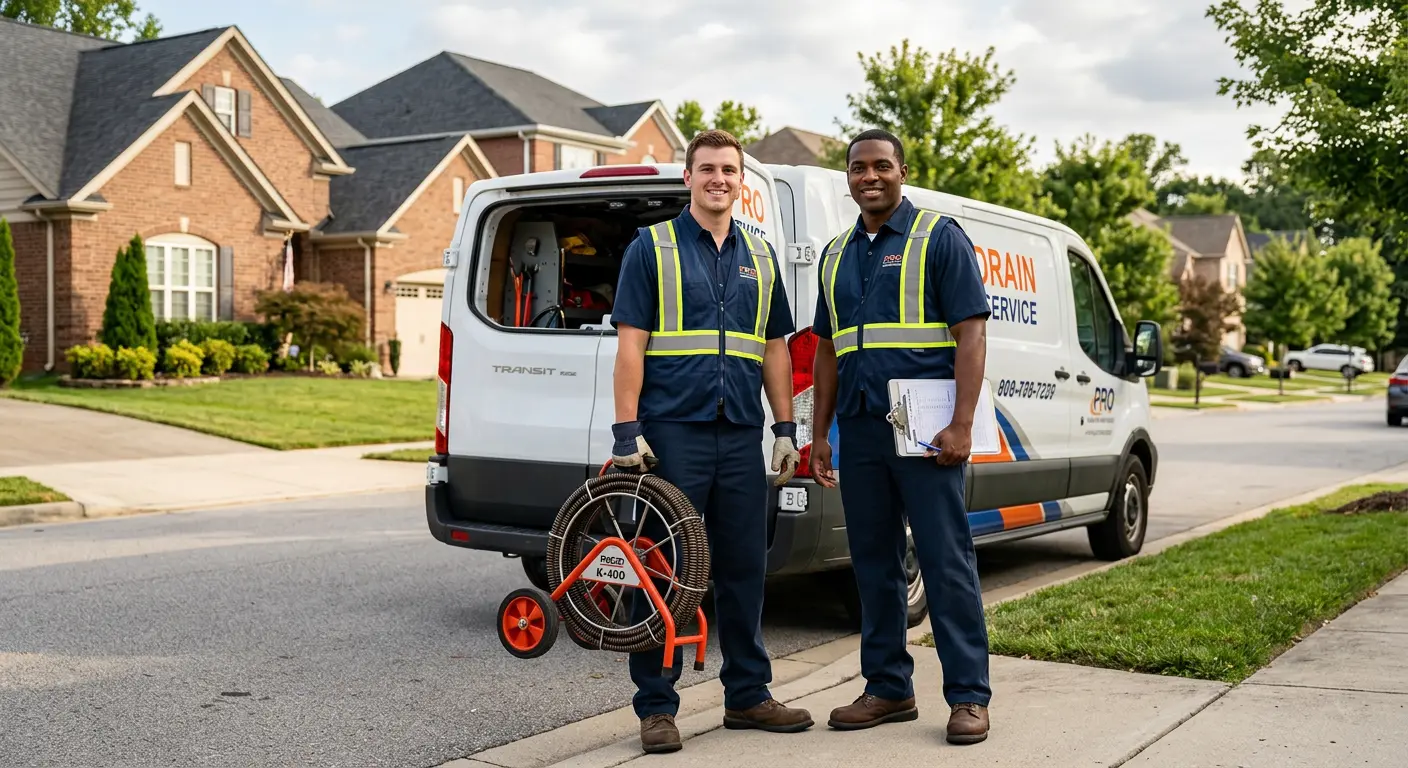 Sewer and drain service team with equipment ready for work in Youngstown