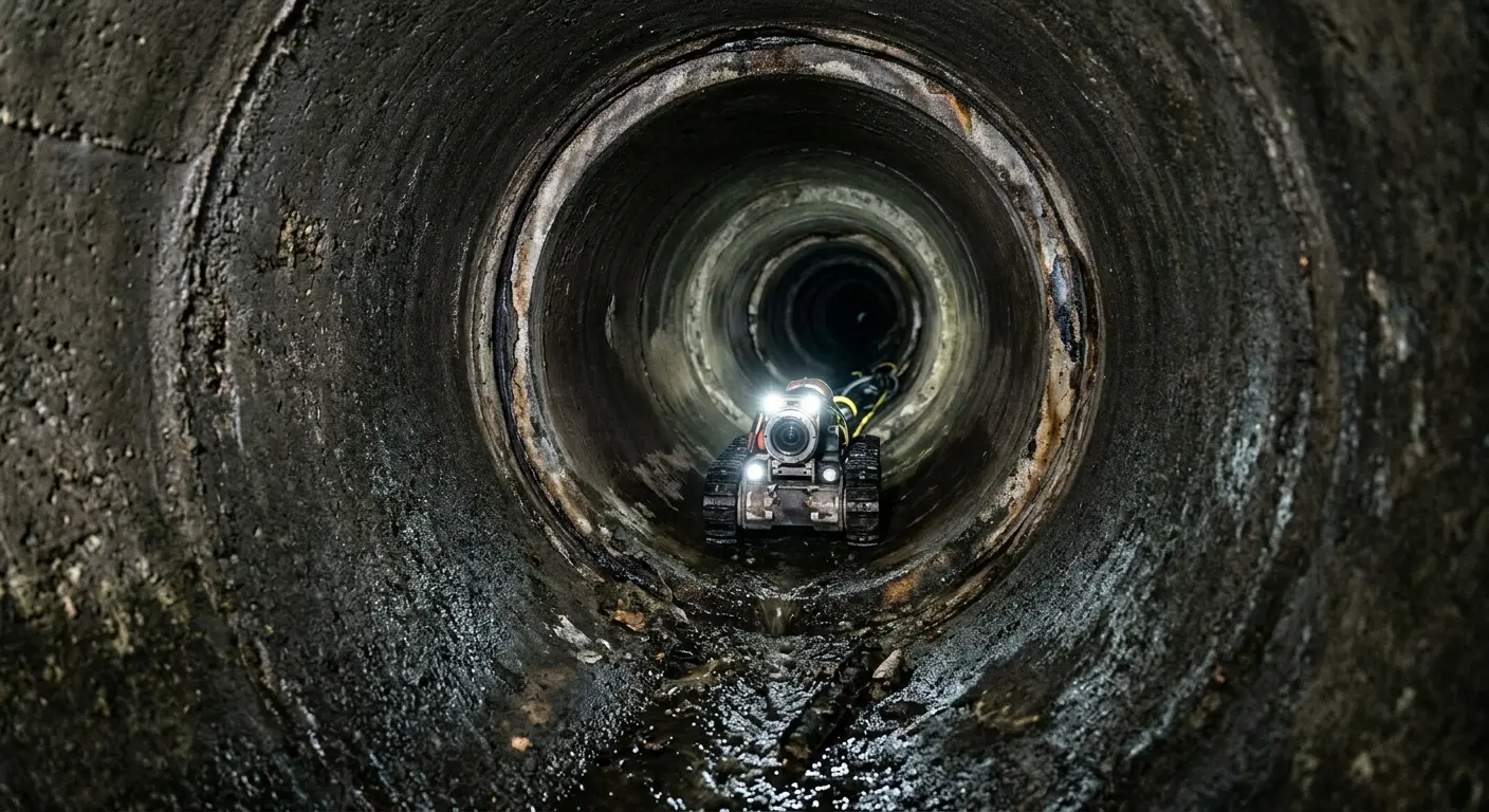 Robotic sewer camera inspecting pipe interior for Drain Snake Service in Youngstown